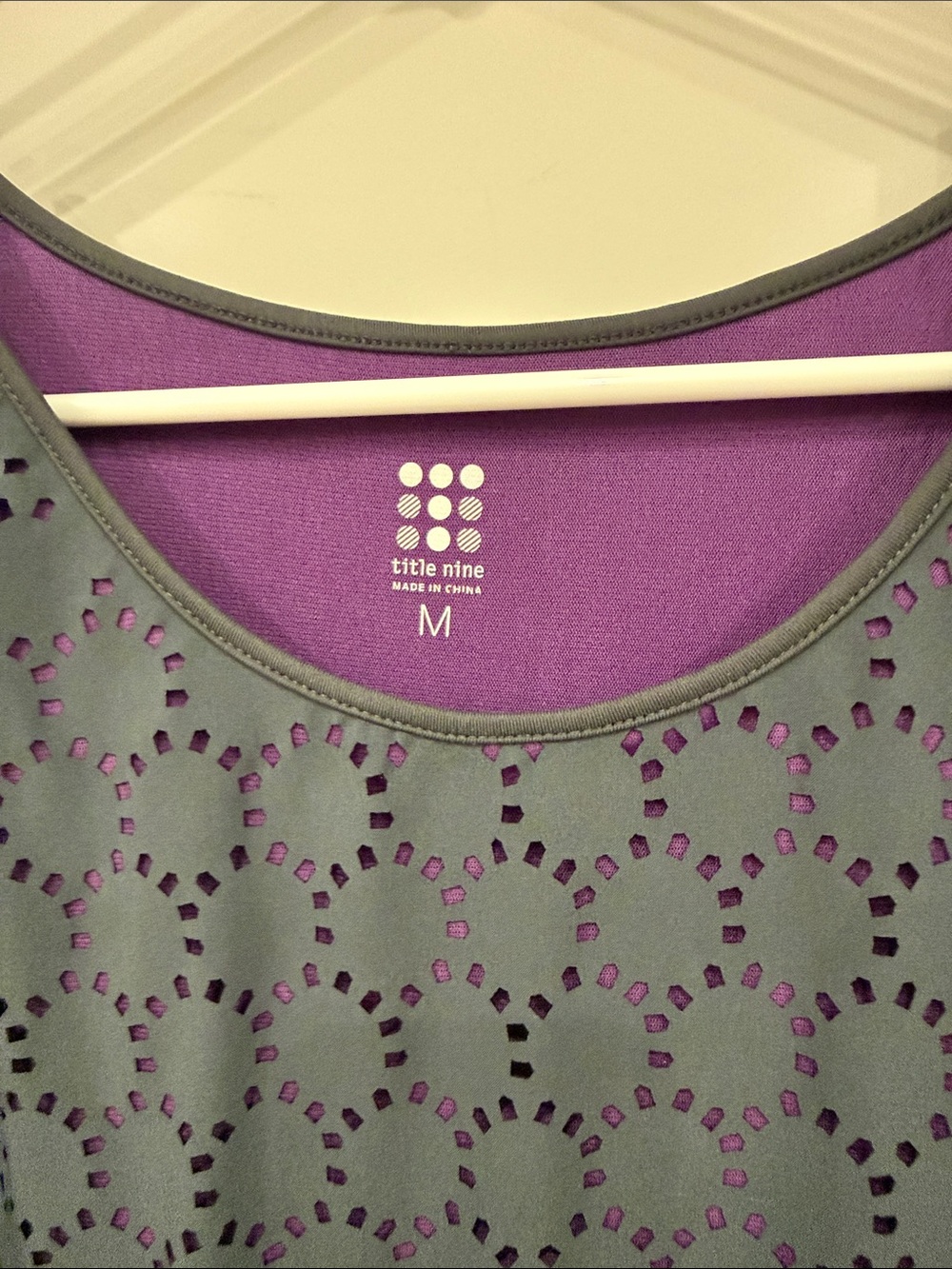 Title Nine Eyelet Sleeveless Swing Dress with Purple Lining - Picture 2 of 6